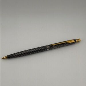 Vintage Sterling Silver Parker Black and Gold Checkered Pen